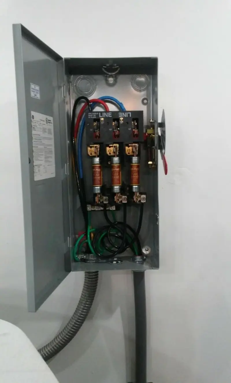 Three-phase disconnect switch installed for Electrical Wiring & Rewiring in East Caln